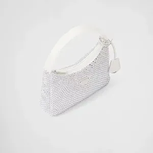 Prada Мини-сумка из сатина с кристаллами White - фото 3