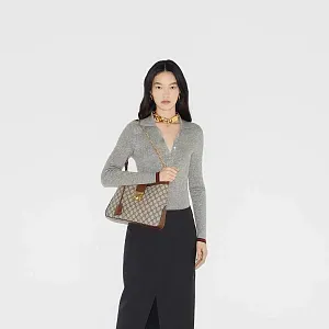 Gucci Сумка с замком GG Brown - фото 2