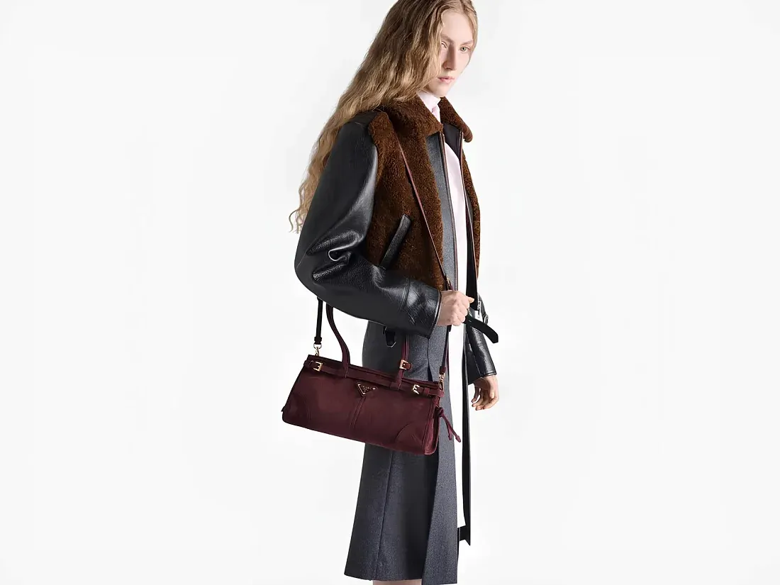 Prada Сумка средняя Bonnie Burgundy - фото 2