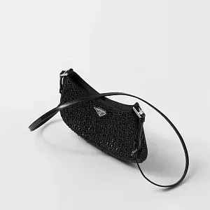 Prada Сумка Cleo из сатина с кристаллами Black - фото 4