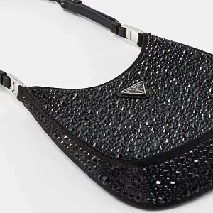 Prada Сумка Cleo из сатина с кристаллами Black - фото 8