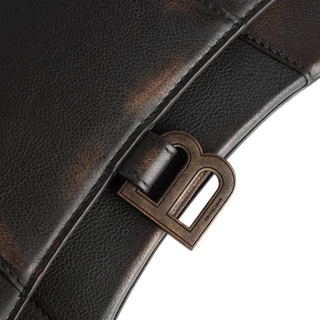 Balenciaga Сумка Hourglass Used Effect in Brown маленького формата - фото 6