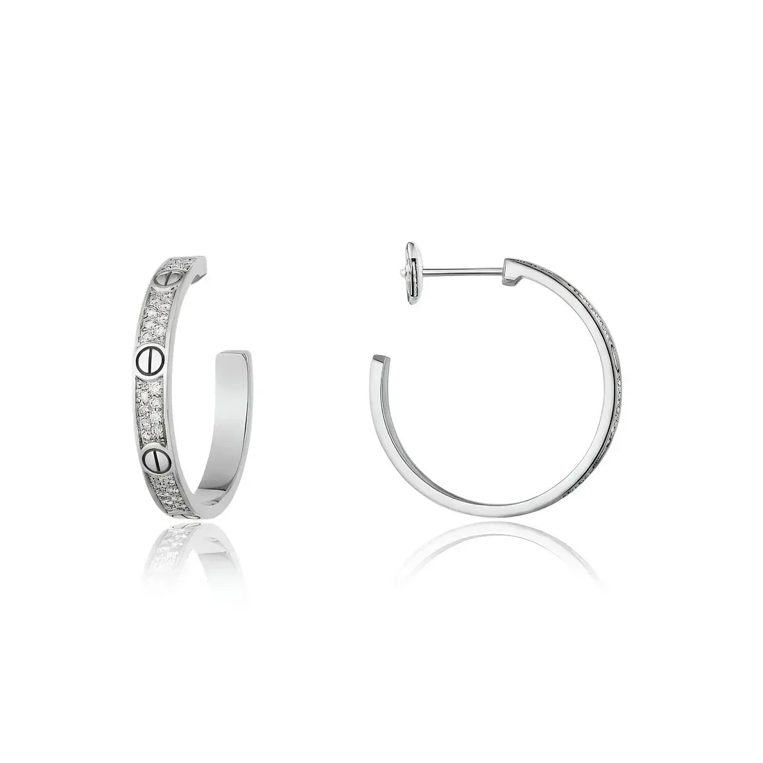 Cartier Серьги Love hoop earrings, medium model, paved, White Gold - фото 5