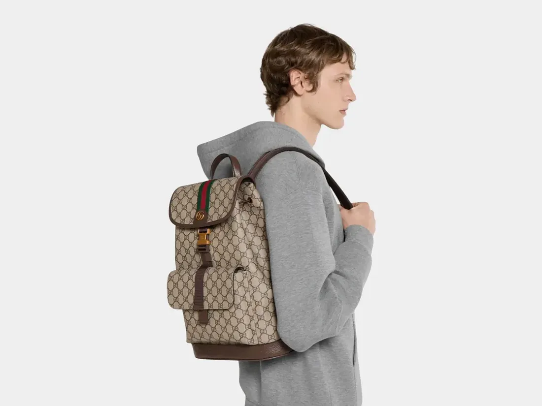 Gucci Маленький рюкзак Ophidia Beige and Dark Brown - фото 2