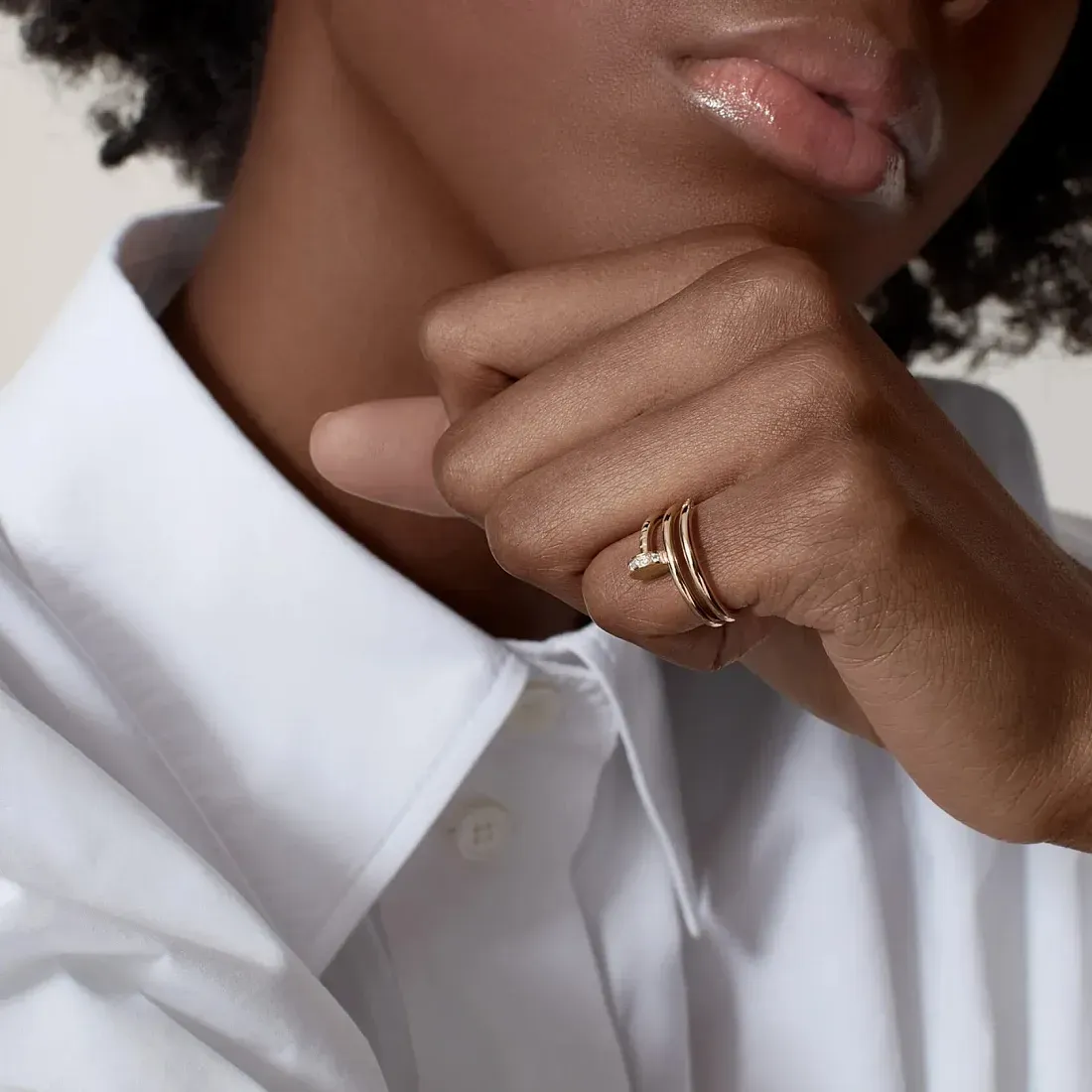 Cartier Двойное кольцо с бриллиантами Juste Un Clou Pink Gold - фото 2