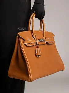 Hermès Сумка Birkin 35 Fauve Barenia Faubourg Palladium Hardware - фото 2