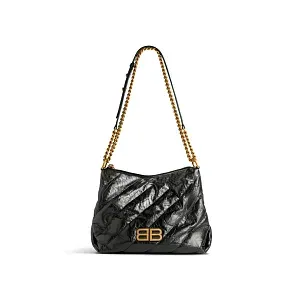 Balenciaga Сумка Crush Hobo Quilted in Black маленького формата - фото 1