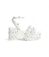 Chanel Твидовые сандалии White / Black - фото 1