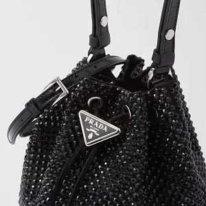 Prada Сатиновая мини-сумка с кристаллами Black - фото 6