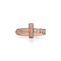 Tiffany & Co. Кольцо T T1 Narrow Ring with Diamonds Men Rose Gold - фото 1