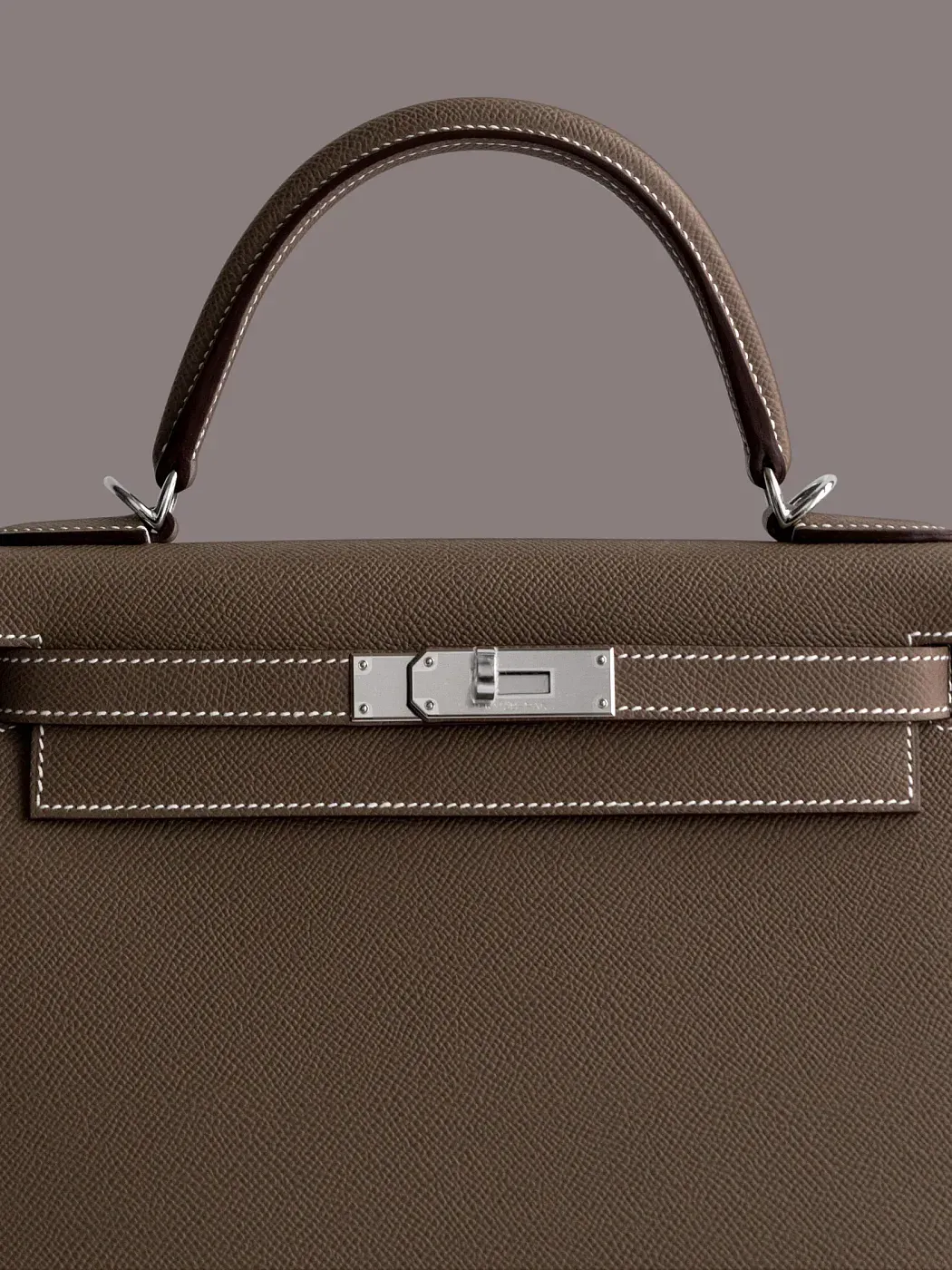 Hermès Cумка Sellier Kelly 28 Etoupe Epsom Palladium Hardware - фото 3