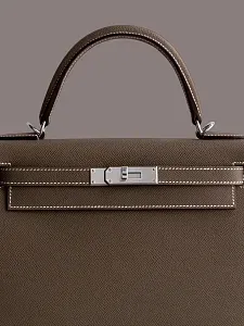Hermès Cумка Sellier Kelly 28 Etoupe Epsom Palladium Hardware - фото 3
