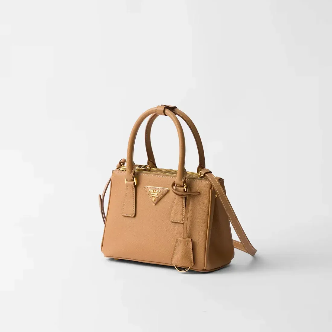 Prada Мини-сумка Galleria из сафьяновой кожи Natural - фото 2