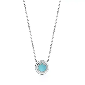 Tiffany & Co. Подвеска T Diamond and Turquoise Circle Pendant in White Gold - фото 1