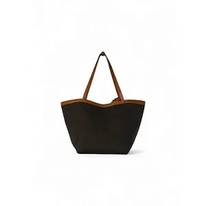 The Row Сумка Park Tote Three Canvas Black из хлопка и кожи Brown / Beige / Leather - фото 1