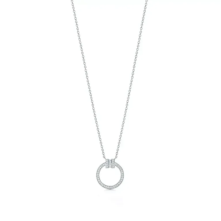 Подвеска Tiffany T Diamond Pendant a Baguette Diamond White Gold - фото 1
