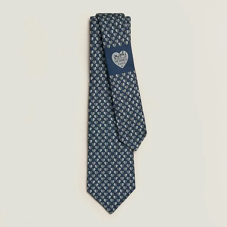 Галстук Cheval en Coeur Hermes Marine / Gris - фото 1