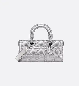 Dior Сумка Lady D-Joy silver-tone metallic маленького формата - фото 1