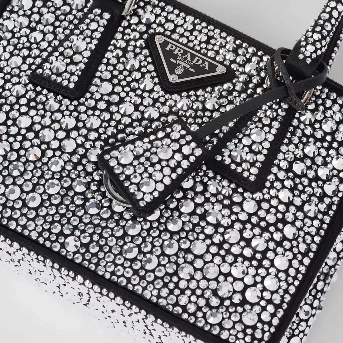 Prada Мини-сумка Galleria из атласа с кристаллами Metal - фото 6