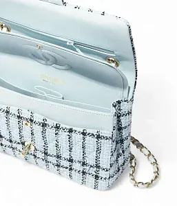 Chanel Классическая сумка 11.12 Tweed Light Blue/Black - фото 3
