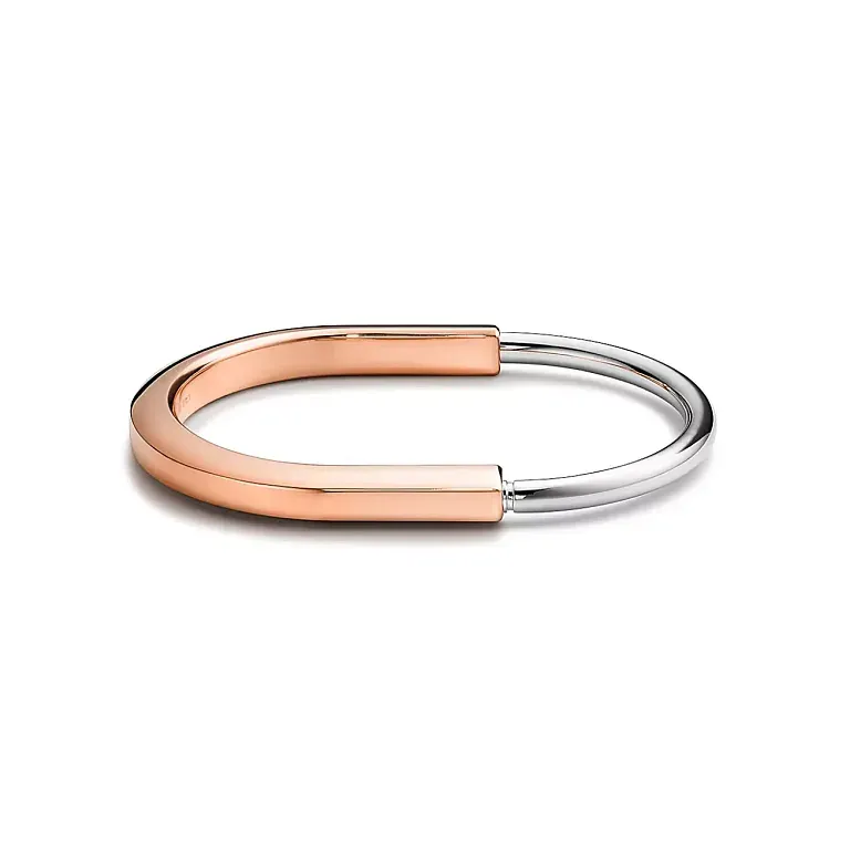 Браслет Tiffany Lock Bangle Men Rose and White Gold - фото 1