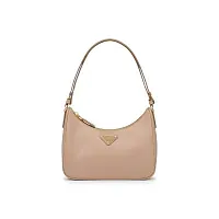 Prada Мини-сумка Re-Edition из сафьяновой кожи Cameo Beige - фото 1