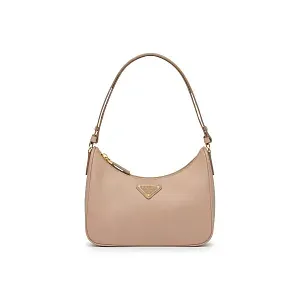 Prada Мини-сумка Re-Edition из сафьяновой кожи Cameo Beige - фото 1