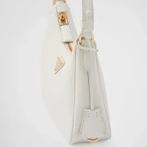 Prada Мини-сумка Re-Edition из сафьяновой кожи White - фото 5