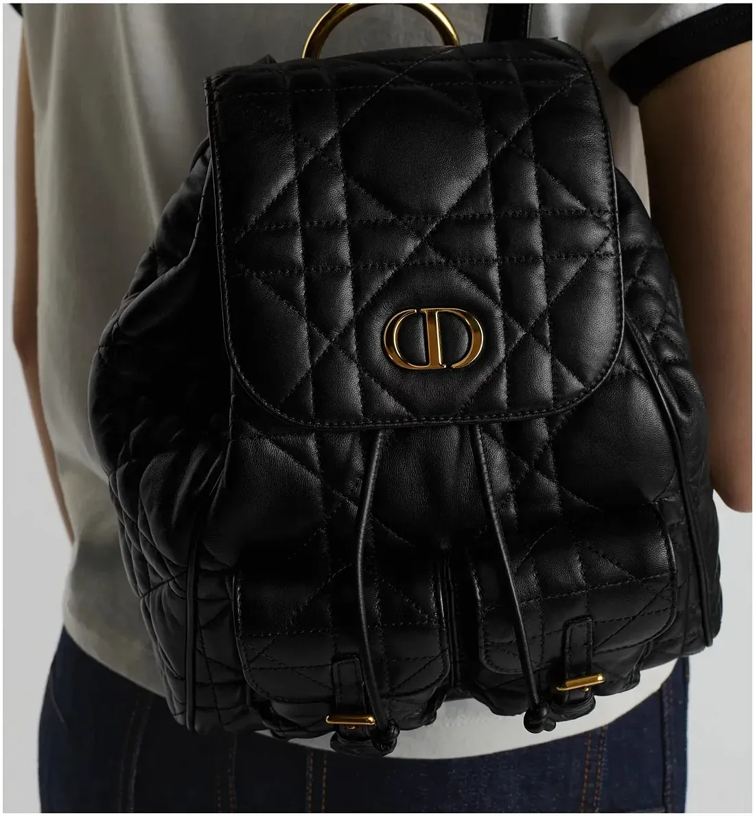 Dior Рюкзак Caro модель среднего формата Black - фото 3