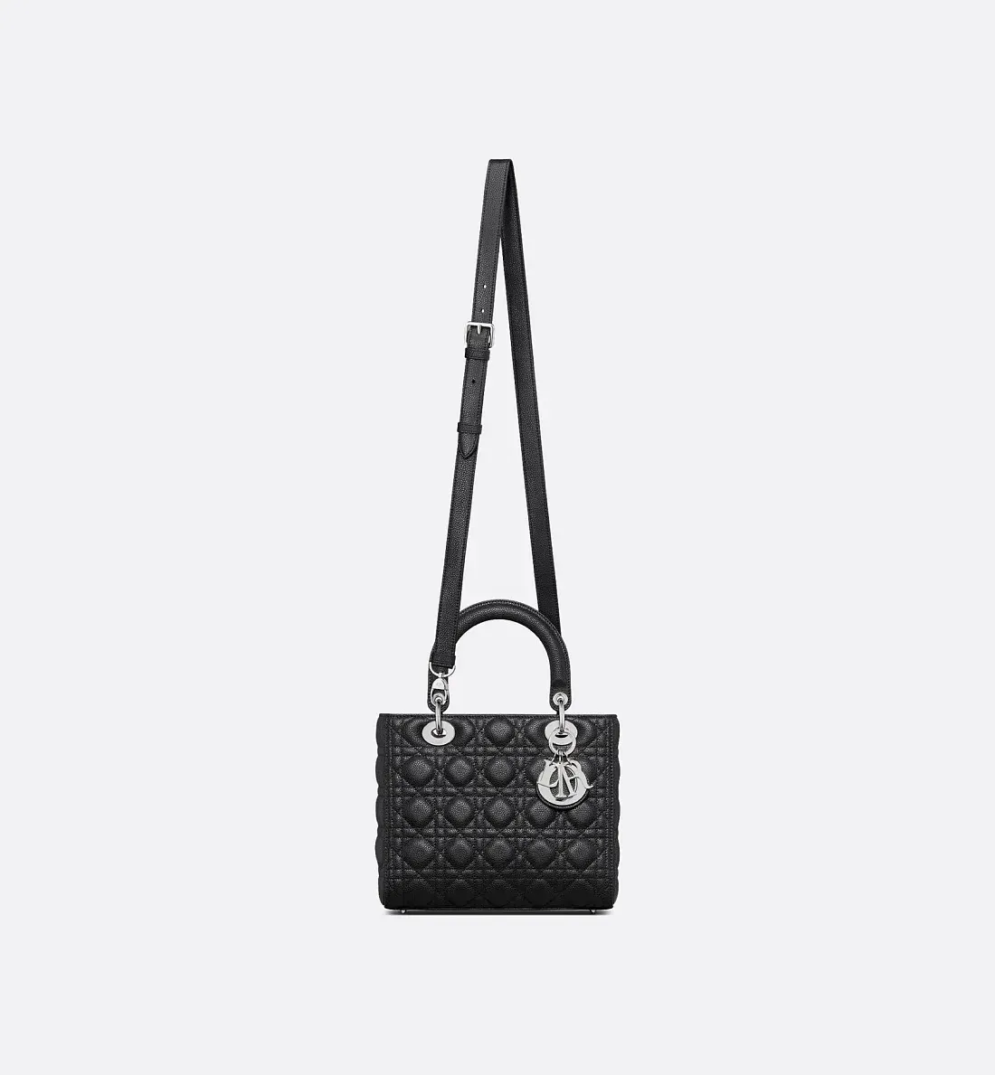 Dior Сумка Lady black grained cannage calfskin среднего формата - фото 5