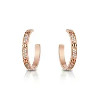 Cartier Серьги Love hoop earrings, medium model, paved, Rose Gold - фото 1