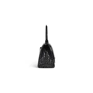 Balenciaga Сумка Hourglass Crocodile Embossed In Black маленького формата - фото 4