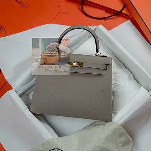 Hermès Kelly 25 Gris Asphalte Epsom Sellier Gold Hardware - фото 1