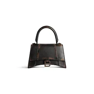 Balenciaga Сумка Hourglass Used Effect in Brown маленького формата - фото 1