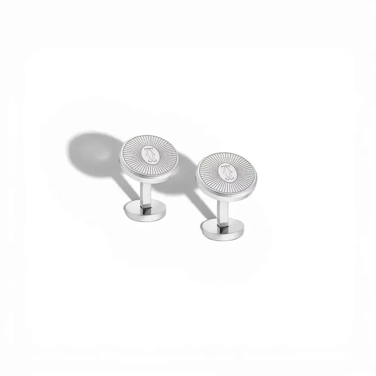 Запонки Cartier Double C de Cartier Cufflinks with Sunray motif in sterling silver - фото 1