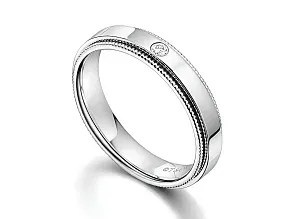 Tiffany & Co. Обручальное кольцо Together Milgrain Band Ring in Platinum with a Diamond, 4 mm Wide - фото 3