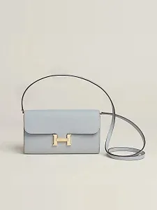 Hermès Кошелек Constance To Go Bleu Glacier Gris Pale Epsom Cordage Strap - фото 2