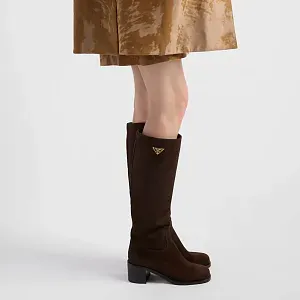 Prada Замшевые сапоги Dark Brown - фото 2