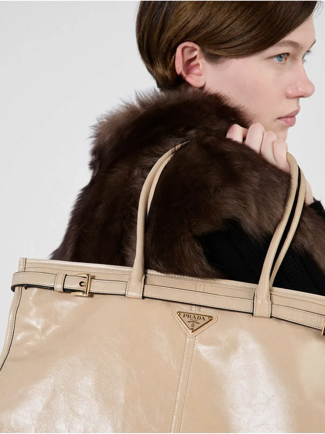 Prada Сумка большого размера из кожи Travertine - фото 9