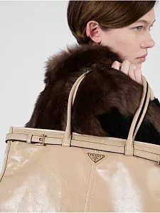 Prada Сумка большого размера из кожи Travertine - фото 9