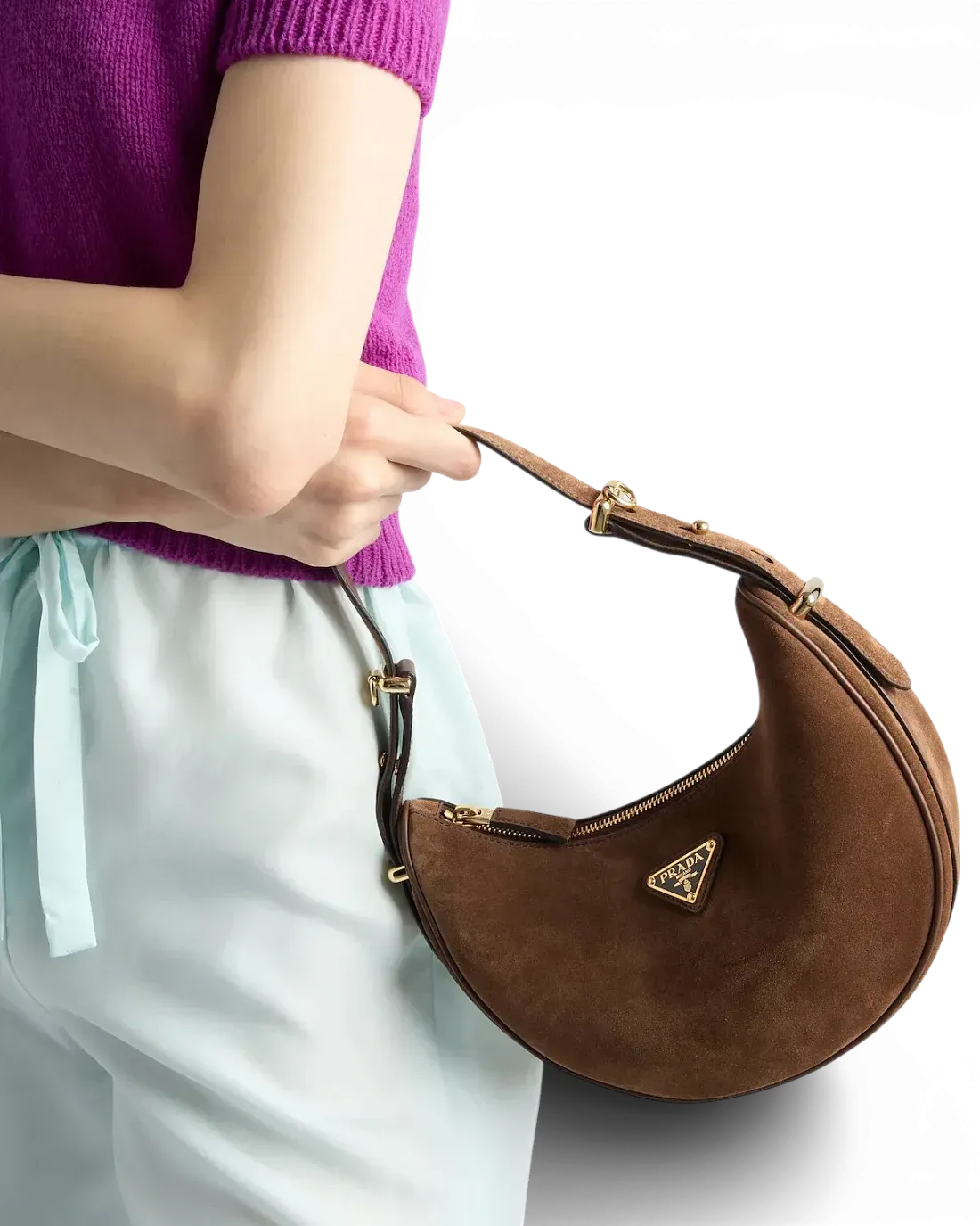 Prada Сумка Arque suede shoulder - фото 8