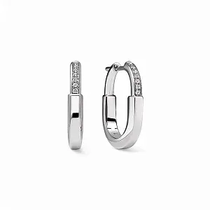 Tiffany & Co. Серьги Lock Small Earrings in White Gold with Diamonds - фото 1