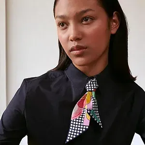 Hermès Шелковая лента Twilly Caban / Jaune / Rose - фото 2