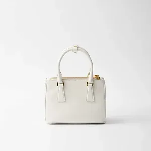 Prada Мини-сумка Galleria из сафьяновой кожи White - фото 4