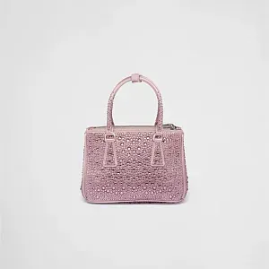 Prada Мини-сумка Galleria из атласа с кристаллами Alabaster Pink - фото 4