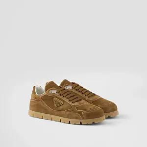 Prada Кроссовки из замши с эффектом выцветания Cinnamon - фото 1