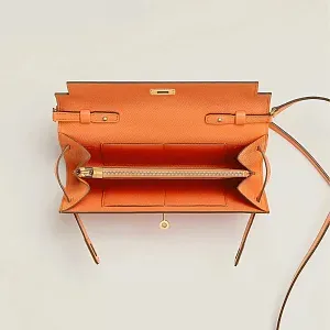 Hermès Кошелек Kelly To Go Orange Epsom Gold Hardware - фото 3