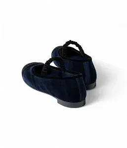 Chanel Бархатные туфли Мэри-Джейн Navy Blue/Black - фото 2