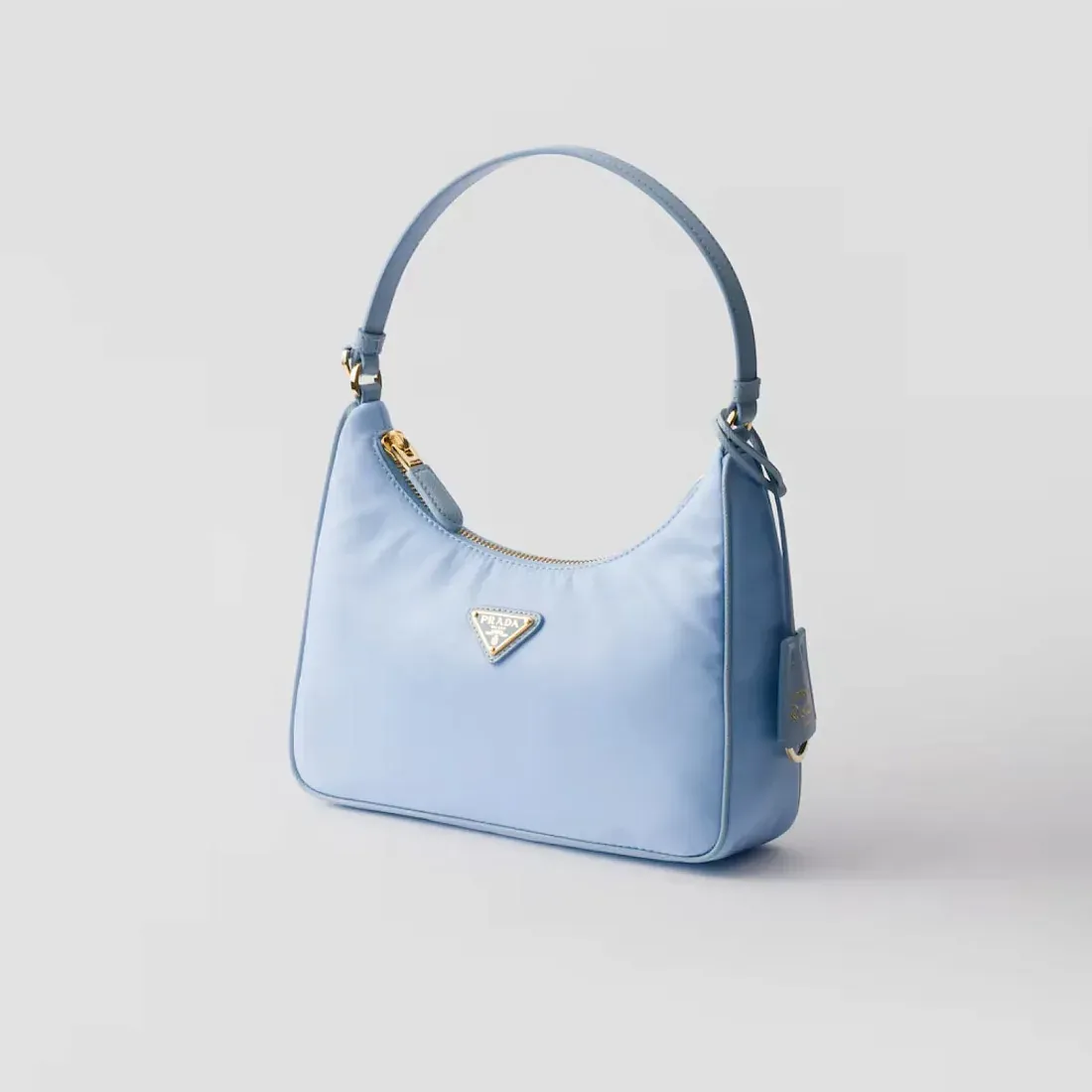 Prada Mини-сумка из Re-Nylon и сафьяновой кожи Re-Edition 2005 Pale Blue - фото 2