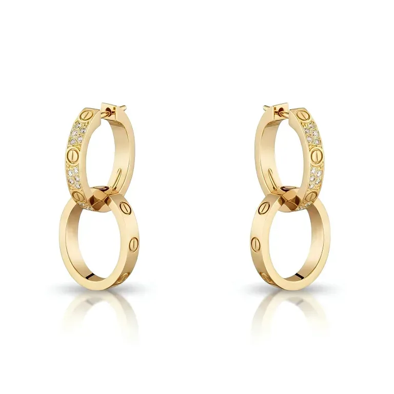 Серьги Love earrings, multiwear, half-paved Cartier Yellow Gold - фото 1